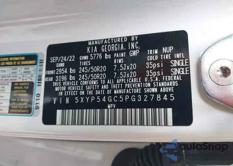 2023 Kia Telluride Sx из США, поврежденный, VIN 5XYP54GC5PG327845